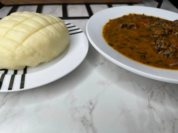 Bitter leaf soup and pounded yam