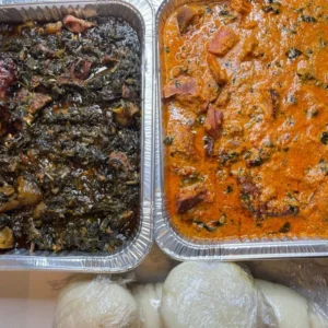 Egusi soup & vegetable soup